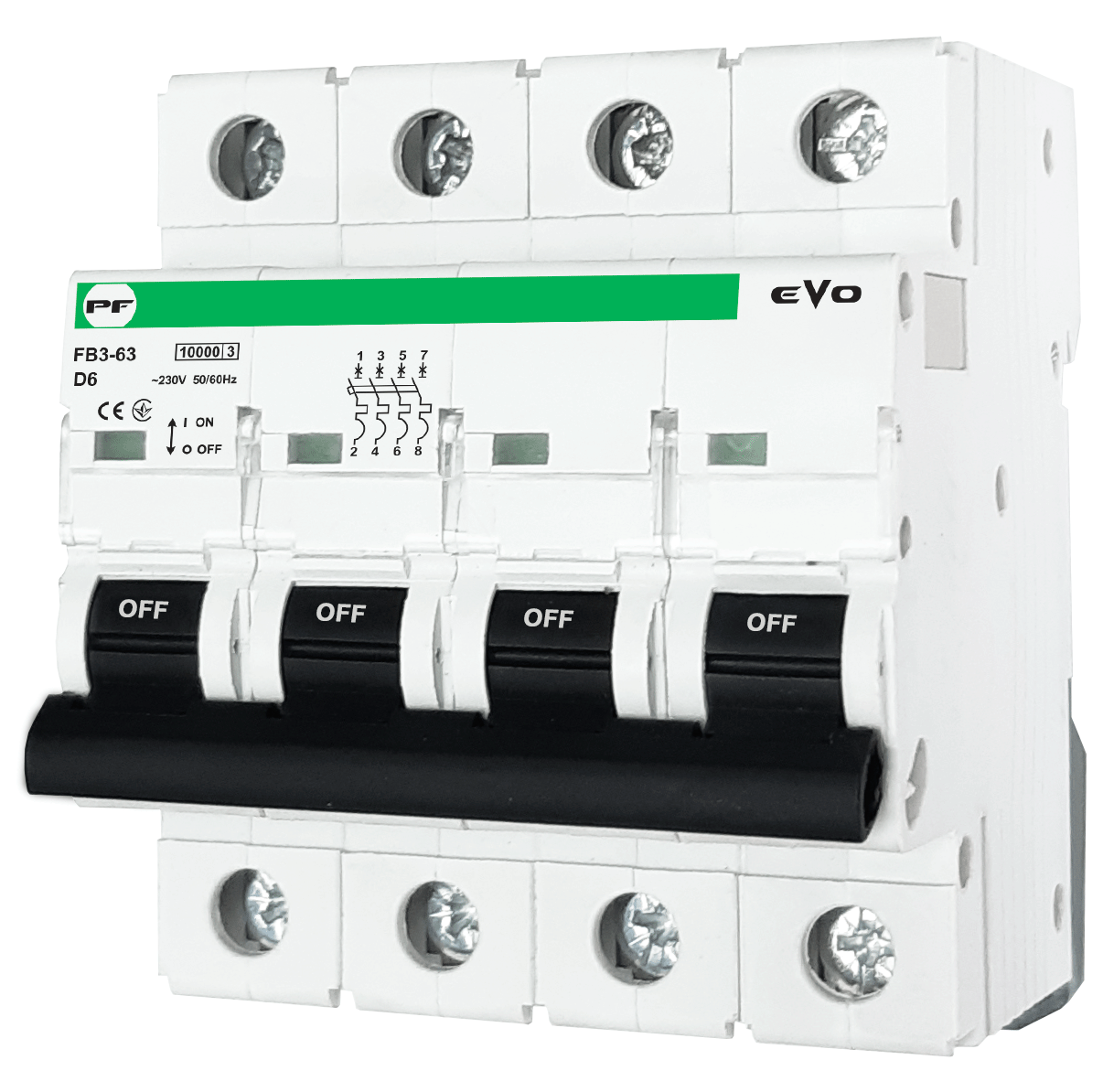 Модульний автоматичний вимикач FB3-63 EVO 4P D6