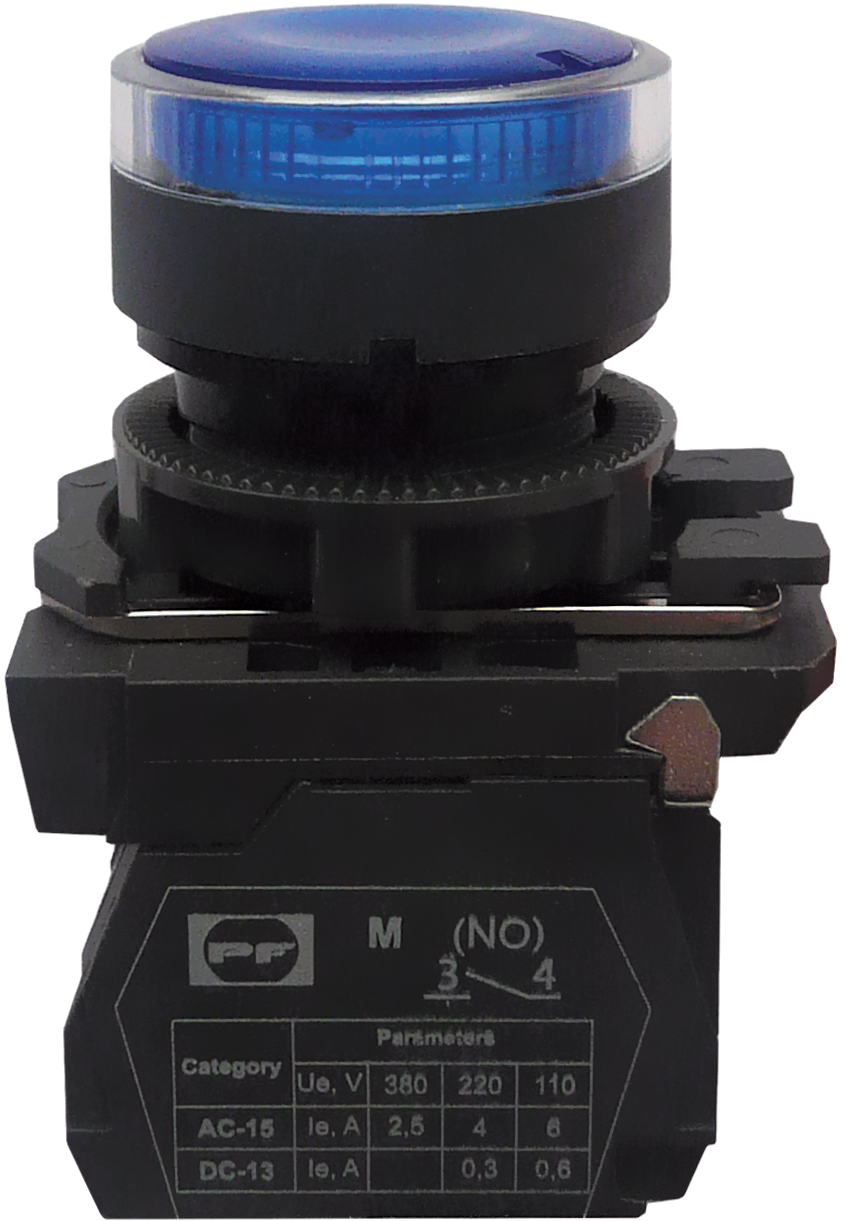 Вимикач кнопковий пластиковий FP5-AW3661230 1NO (блакитний)