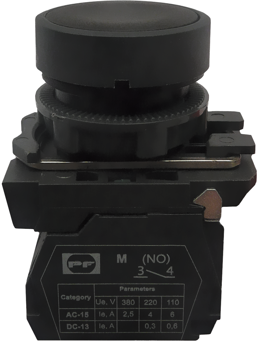 Вимикач кнопковий пластиковий FP5-AA21 1NО (чорний)