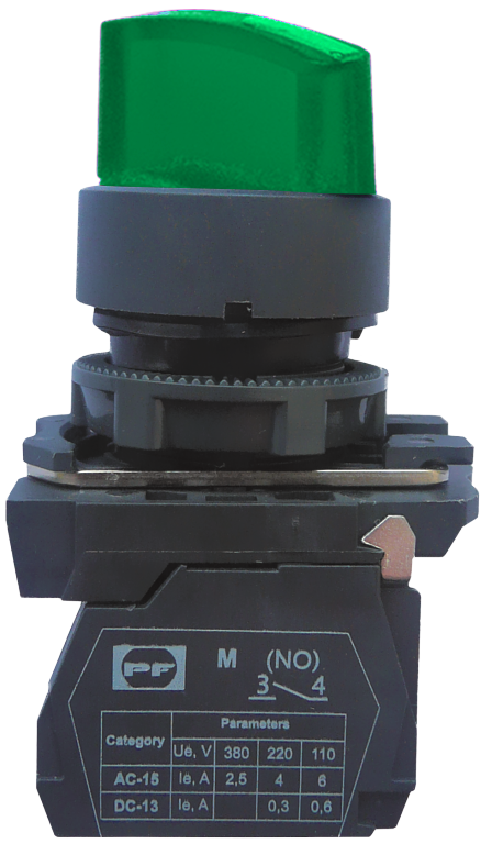 Вимикач кнопковий пластиковий FP5-AK3365230 2NO (зелений)