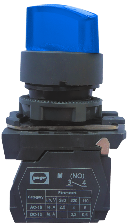 Вимикач кнопковий пластиковий FP5-AK3665230 2NO (блакитний)